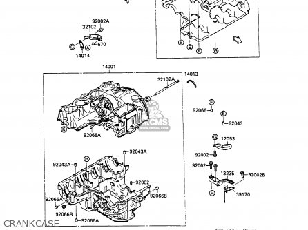 CRANKCASE - ZX750H1 ZXR750 1989 EUROPE UK FR AR FG GR IT NR SD SP ST