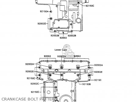 CRANKCASE BOLT PATTERN - ZX750H1 ZXR750 1989 EUROPE UK FR AR FG GR IT NR SD SP ST