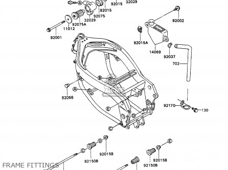 FRAME FITTINGS - ZX750H1 ZXR750 1989 EUROPE UK FR AR FG GR IT NR SD SP ST