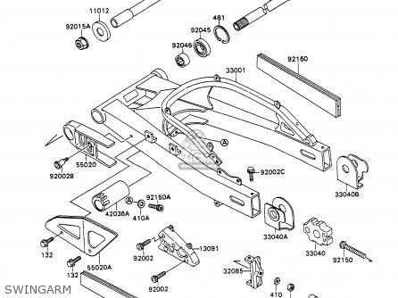 SWINGARM - ZX750H1 ZXR750 1989 EUROPE UK FR AR FG GR IT NR SD SP ST