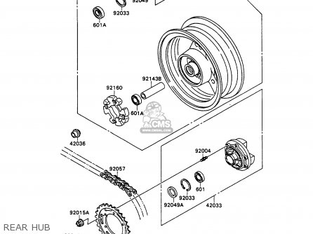 REAR HUB - ZX750H1 ZXR750 1989 EUROPE UK FR AR FG GR IT NR SD SP ST
