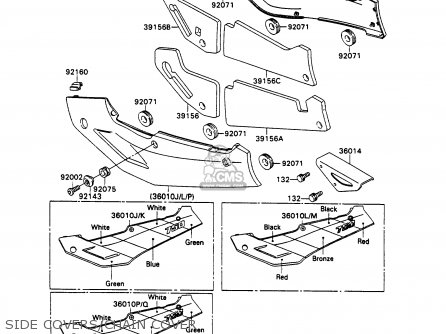 SIDE COVERS/CHAIN COVER - ZX750H1 ZXR750 1989 EUROPE UK FR AR FG GR IT NR SD SP ST