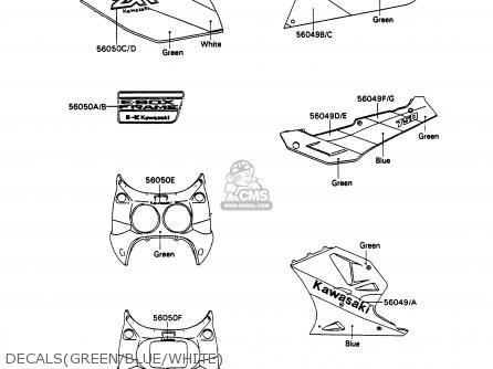 DECALS(GREEN/BLUE/WHITE) - ZX750H1 ZXR750 1989 EUROPE UK FR AR FG GR IT NR SD SP ST