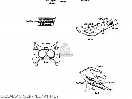 DECALS(GREEN/RED/WHITE) - ZX750H1 ZXR750 1989 EUROPE UK FR AR FG GR IT NR SD SP ST