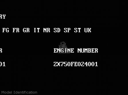Model Identification - ZX750H1 ZXR750 1989 EUROPE UK FR AR FG GR IT NR SD SP ST