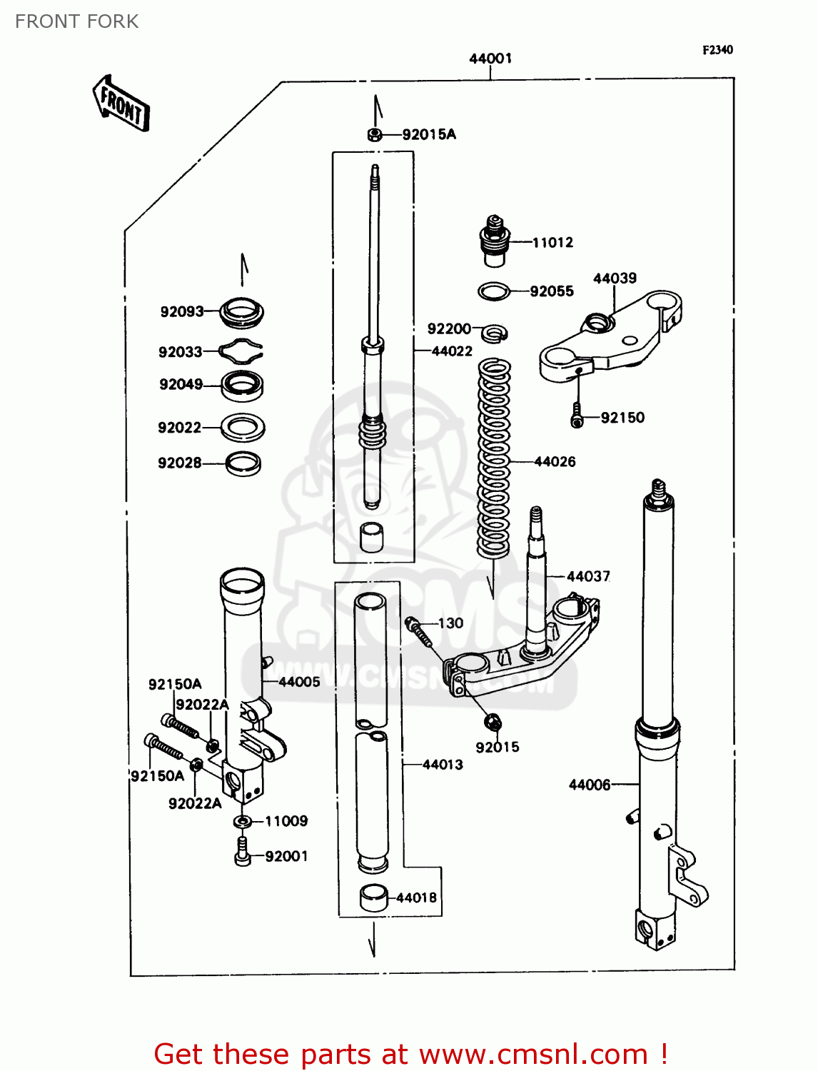 Kawasaki ZX750H2 NINJA ZX7 1990 USA CALIFORNIA CANADA FRONT FORK 