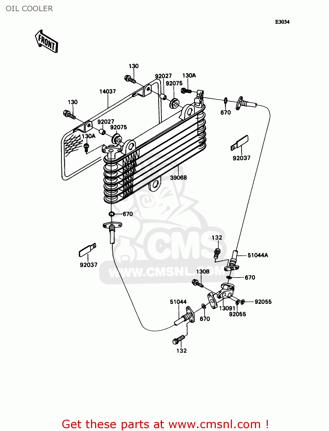 Kawasaki ZX750H2 NINJA ZX7 1990 USA CALIFORNIA CANADA OIL COOLER 