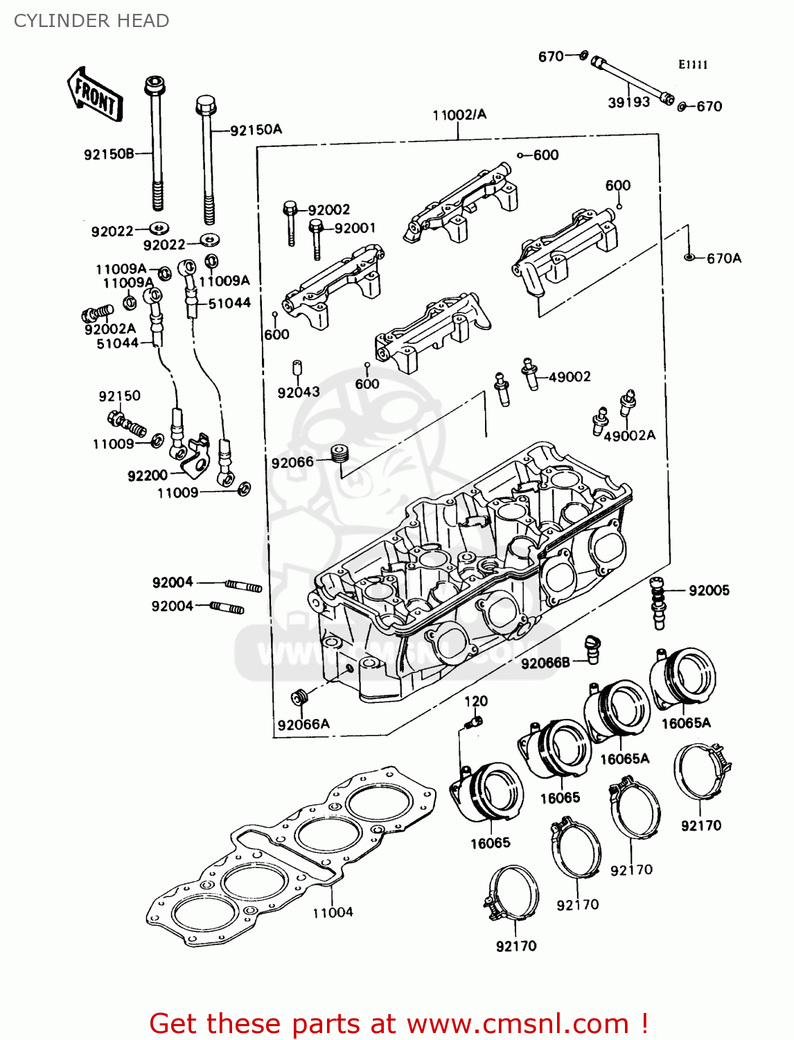 CYLINDER HEAD ZX750H2 NINJA ZX7 1990 USA CALIFORNIA CANADA