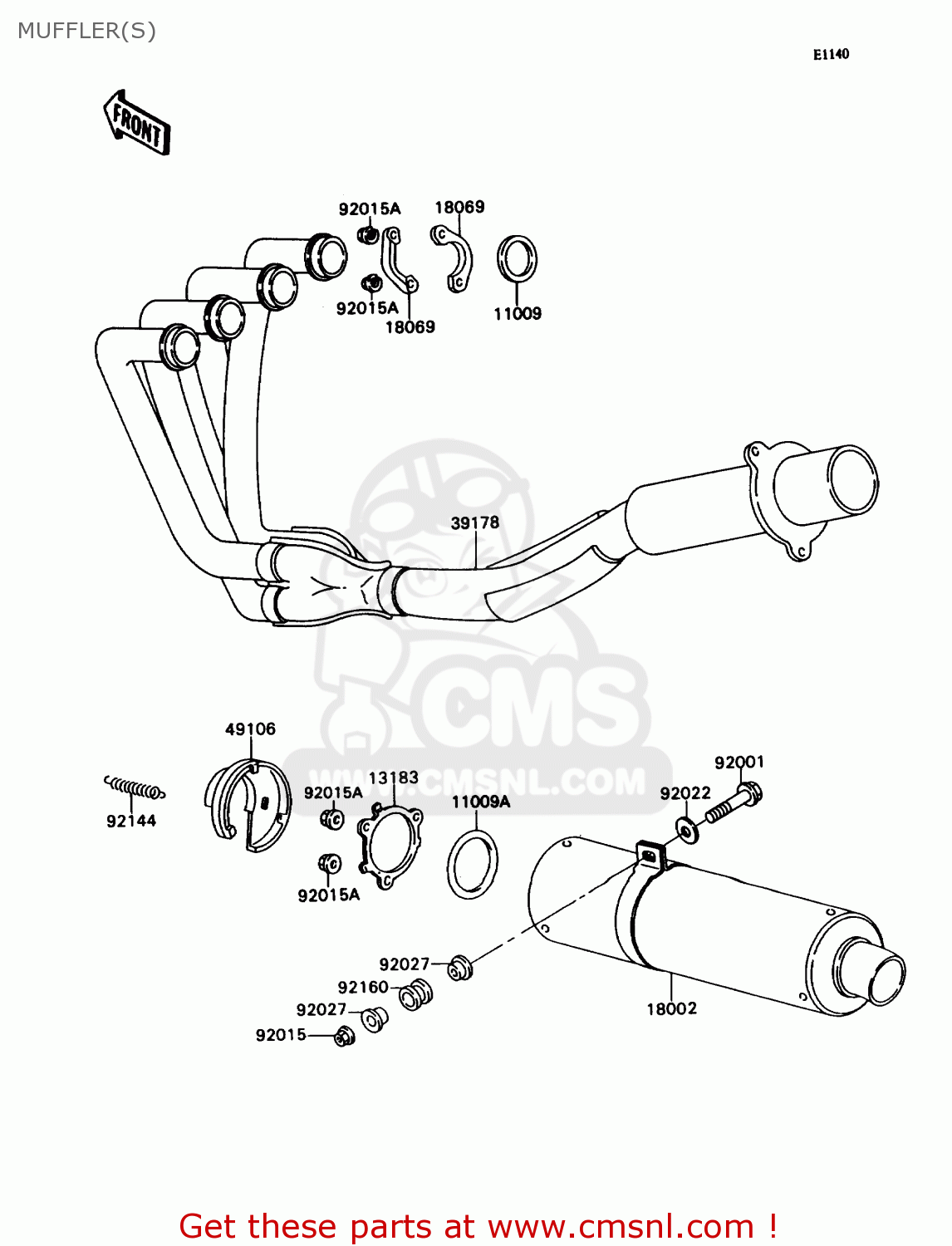 MUFFLER(S) ZX750H2 NINJA ZX7 1990 USA CALIFORNIA CANADA