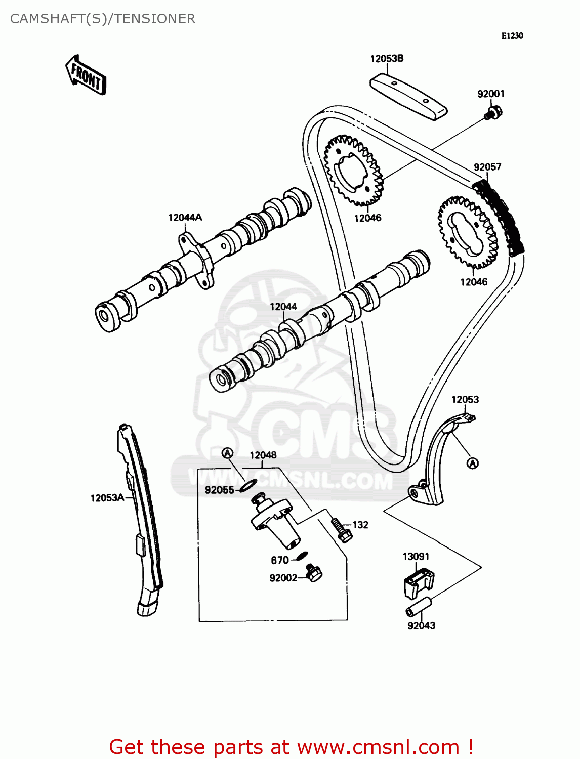 CAMSHAFT(S)/TENSIONER ZX750H2 NINJA ZX7 1990 USA CALIFORNIA CANADA
