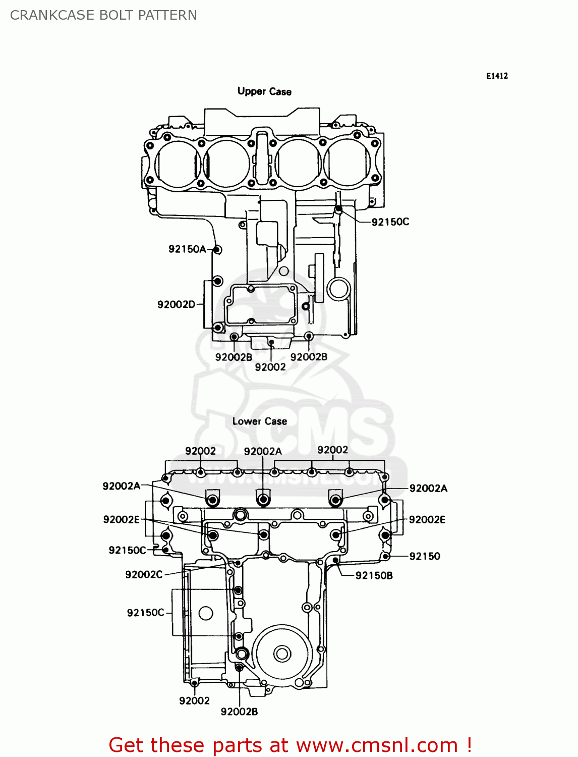 CRANKCASE BOLT PATTERN ZX750H2 NINJA ZX7 1990 USA CALIFORNIA CANADA
