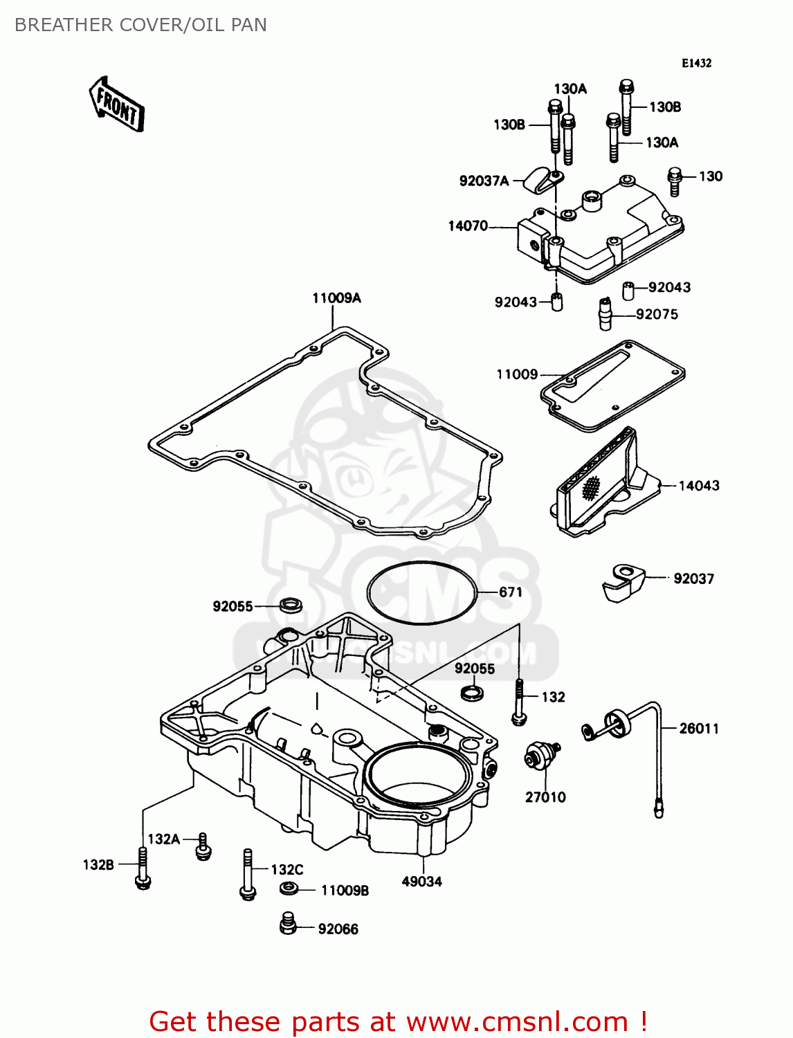 BREATHER COVER/OIL PAN ZX750H2 NINJA ZX7 1990 USA CALIFORNIA CANADA