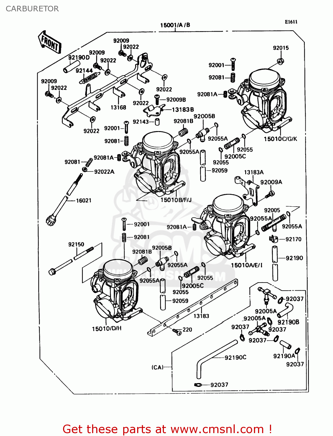 CARBURETOR ZX750H2 NINJA ZX7 1990 USA CALIFORNIA CANADA