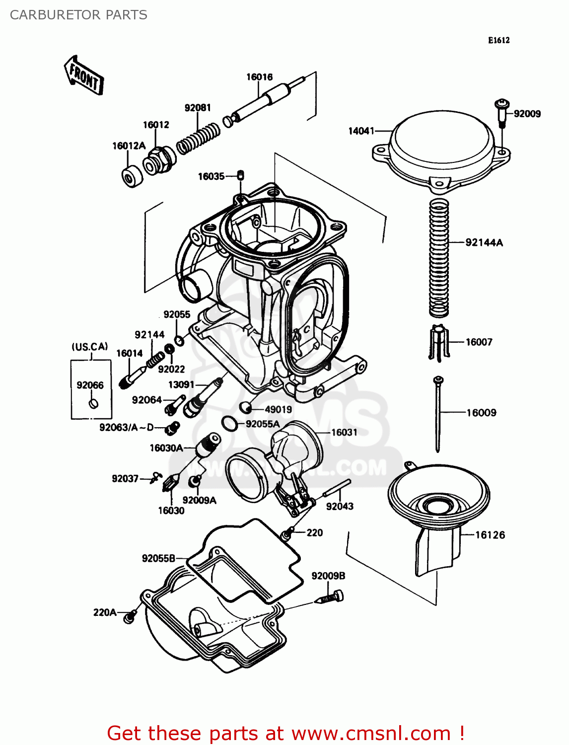 CARBURETOR PARTS ZX750H2 NINJA ZX7 1990 USA CALIFORNIA CANADA
