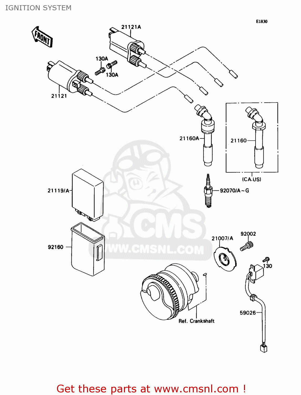 IGNITION SYSTEM ZX750H2 NINJA ZX7 1990 USA CALIFORNIA CANADA