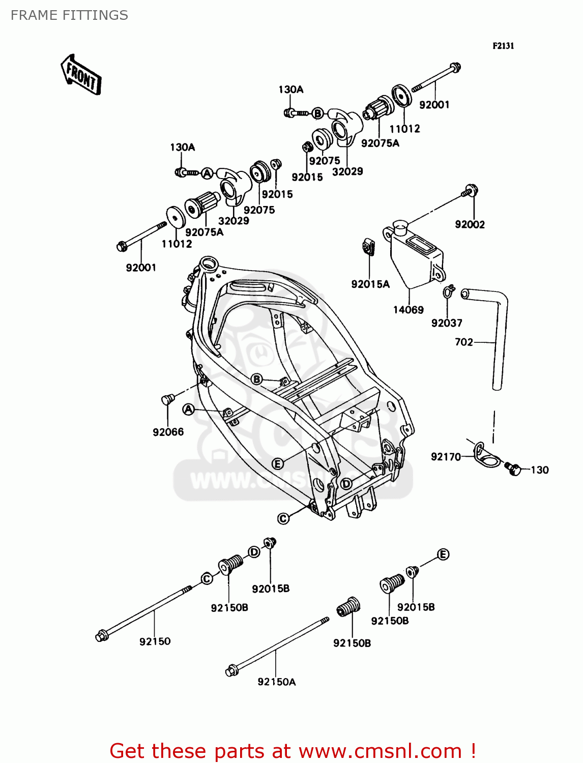 FRAME FITTINGS ZX750H2 NINJA ZX7 1990 USA CALIFORNIA CANADA