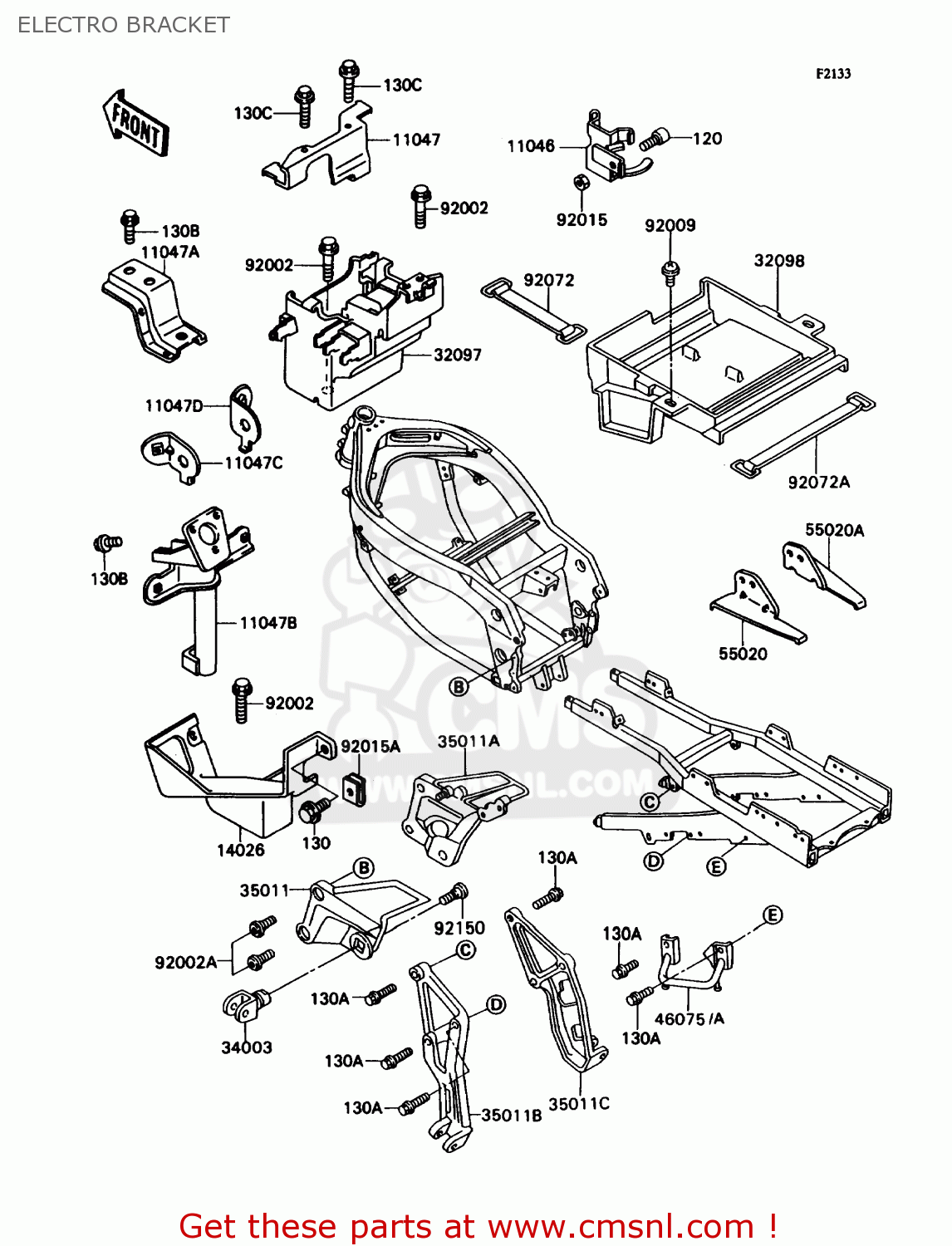 ELECTRO BRACKET ZX750H2 NINJA ZX7 1990 USA CALIFORNIA CANADA