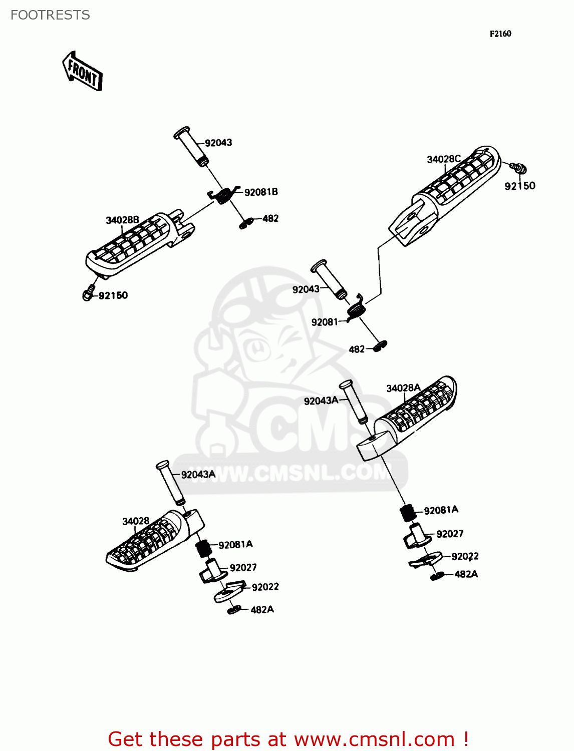 FOOTRESTS ZX750H2 NINJA ZX7 1990 USA CALIFORNIA CANADA