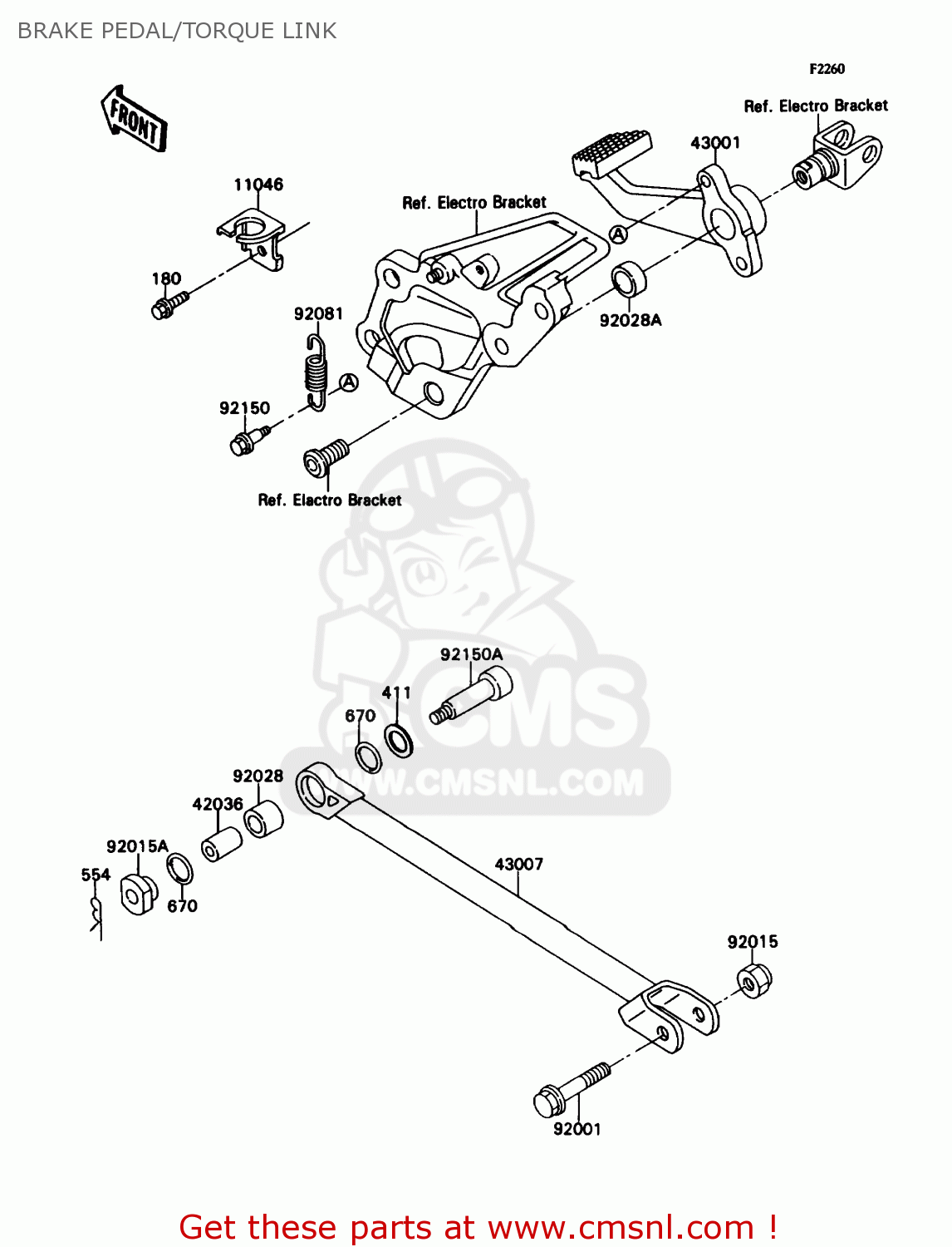 BRAKE PEDAL/TORQUE LINK ZX750H2 NINJA ZX7 1990 USA CALIFORNIA CANADA