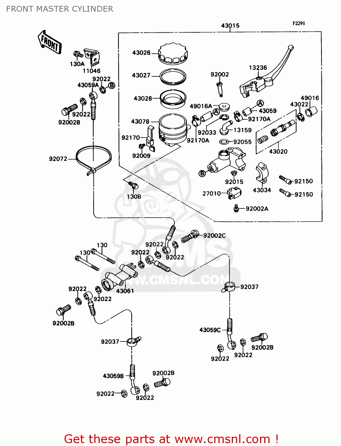 FRONT MASTER CYLINDER ZX750H2 NINJA ZX7 1990 USA CALIFORNIA CANADA