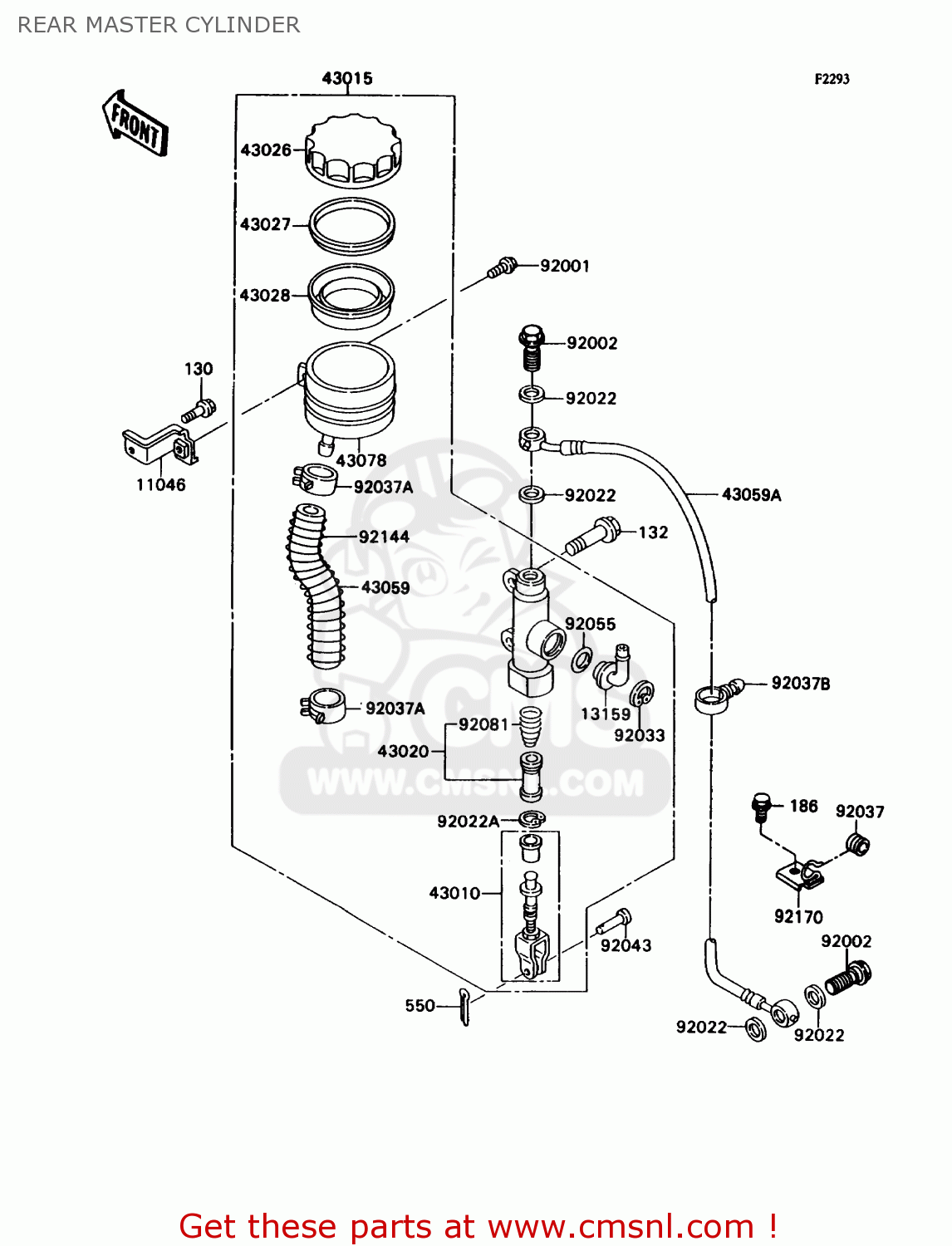 REAR MASTER CYLINDER ZX750H2 NINJA ZX7 1990 USA CALIFORNIA CANADA