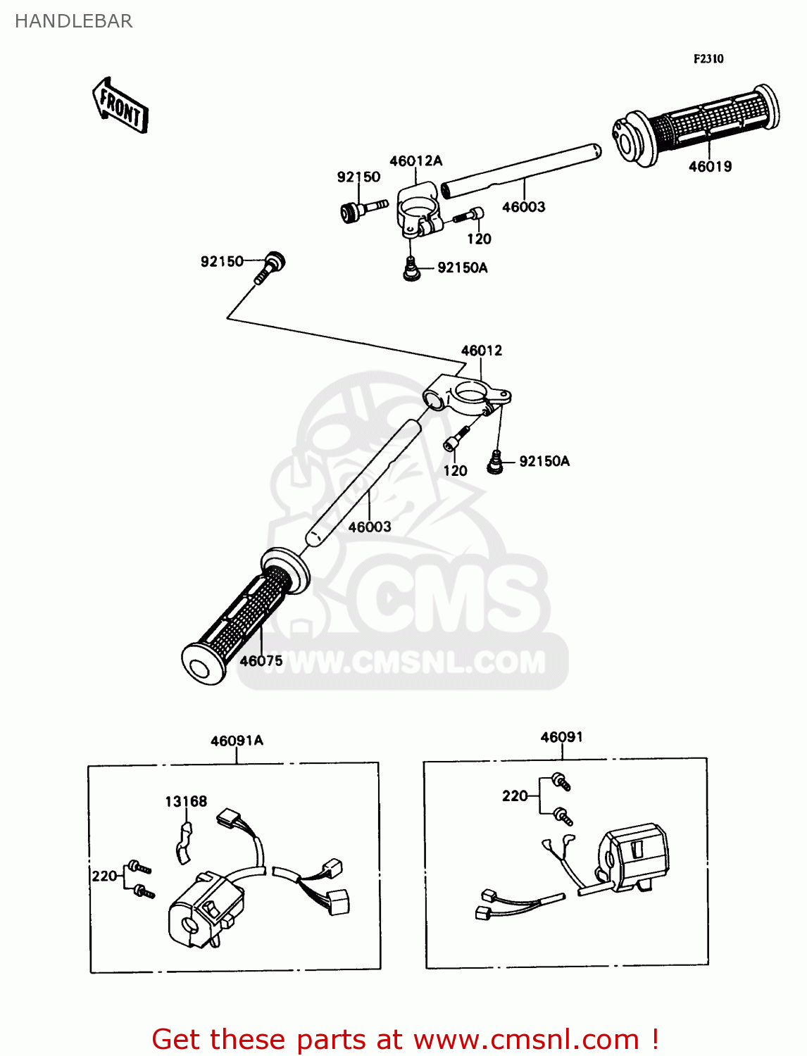 HANDLEBAR ZX750H2 NINJA ZX7 1990 USA CALIFORNIA CANADA