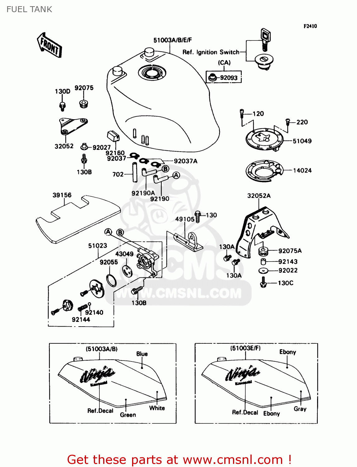 FUEL TANK ZX750H2 NINJA ZX7 1990 USA CALIFORNIA CANADA