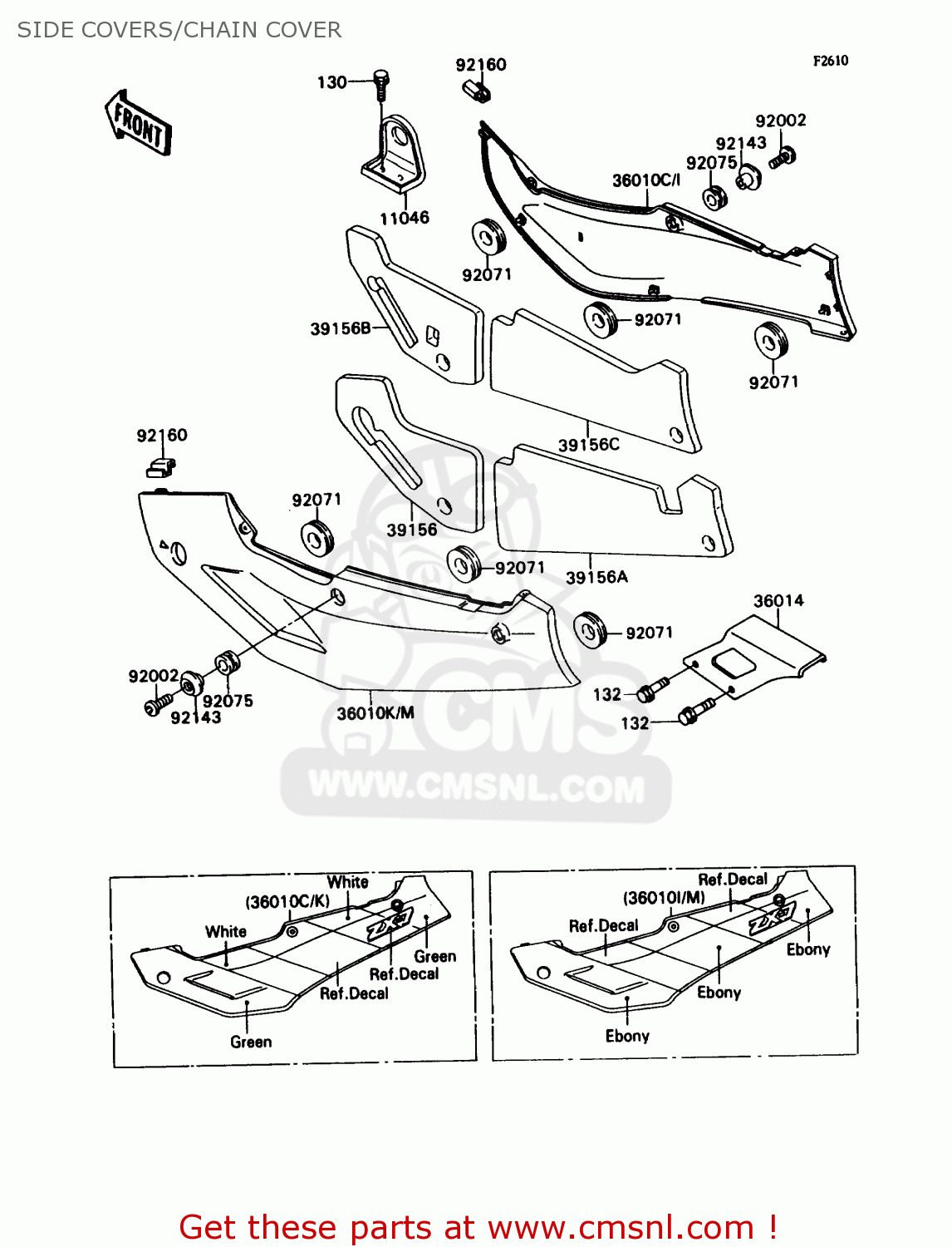 SIDE COVERS/CHAIN COVER ZX750H2 NINJA ZX7 1990 USA CALIFORNIA CANADA