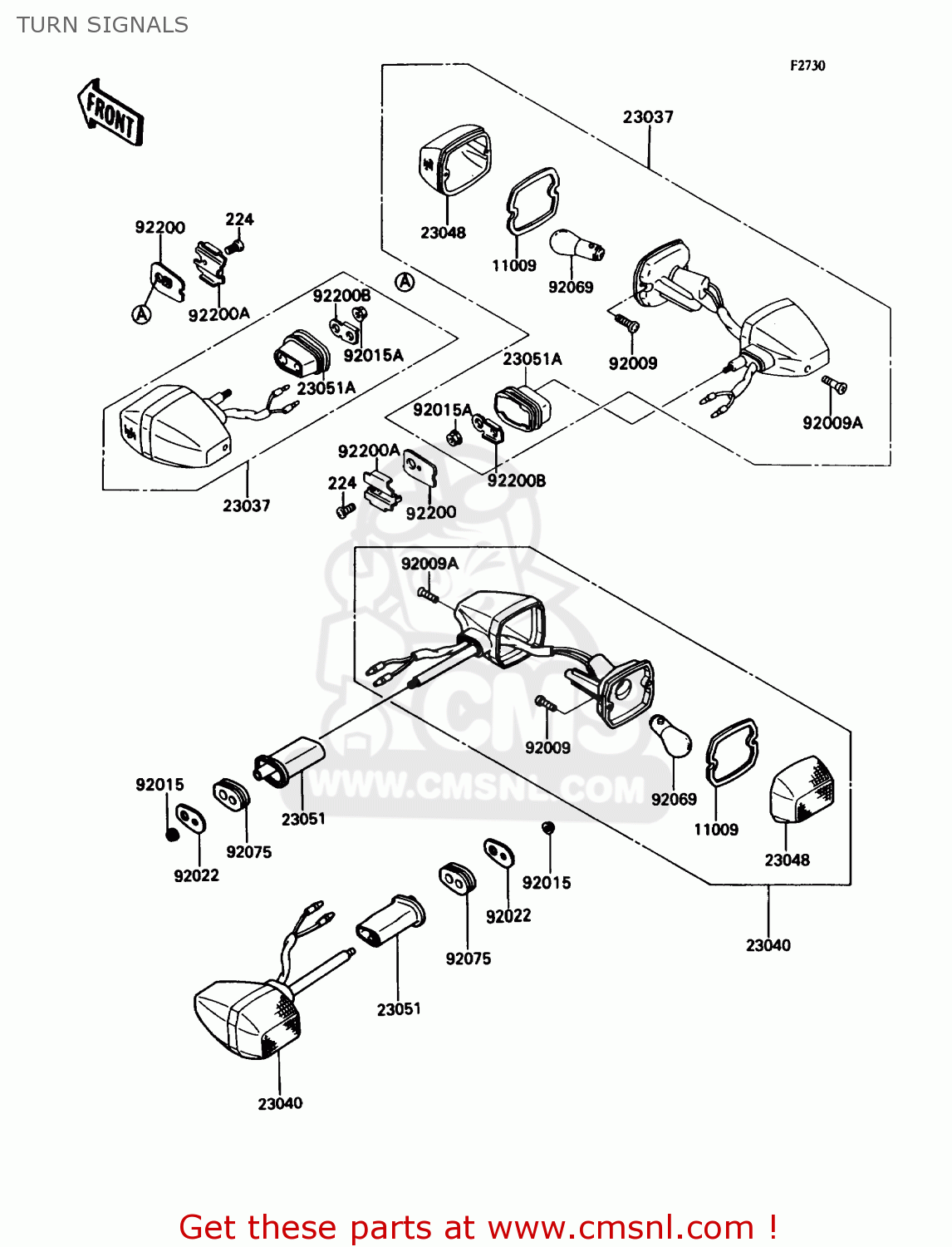 TURN SIGNALS ZX750H2 NINJA ZX7 1990 USA CALIFORNIA CANADA