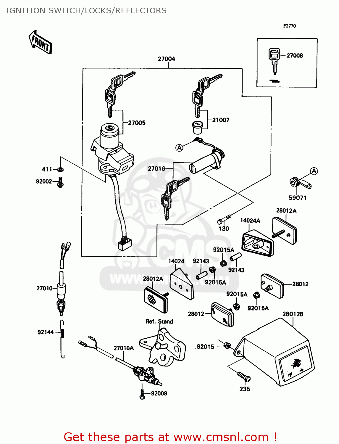 IGNITION SWITCH/LOCKS/REFLECTORS ZX750H2 NINJA ZX7 1990 USA CALIFORNIA CANADA