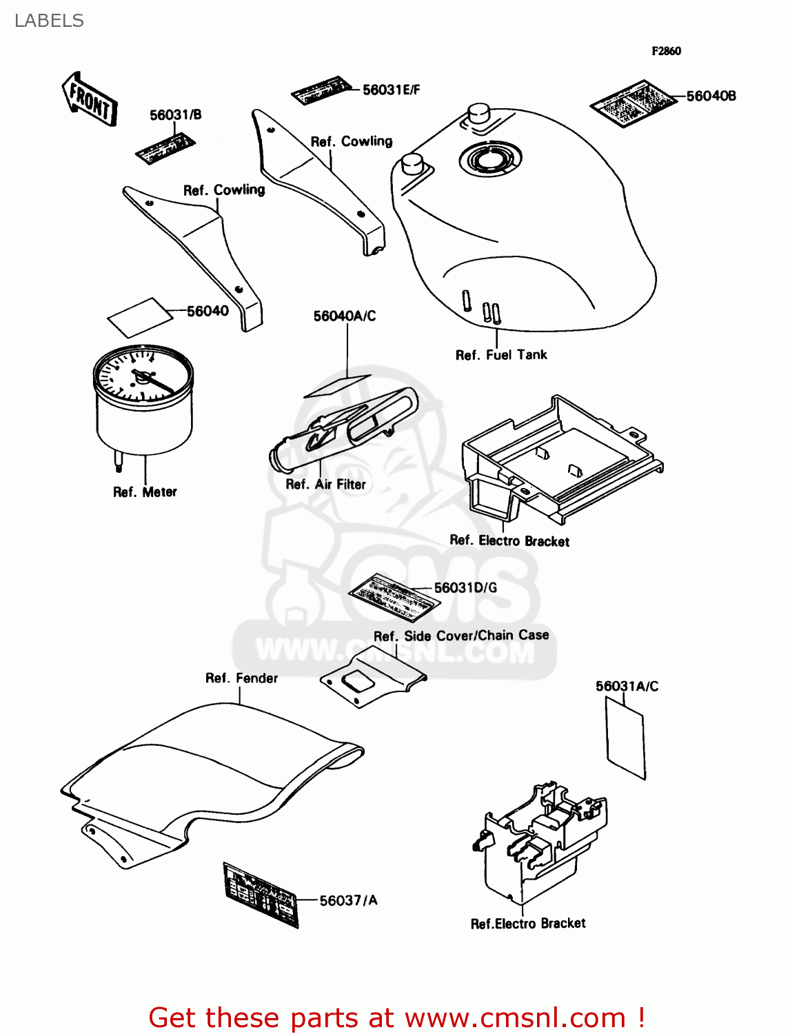 LABELS ZX750H2 NINJA ZX7 1990 USA CALIFORNIA CANADA