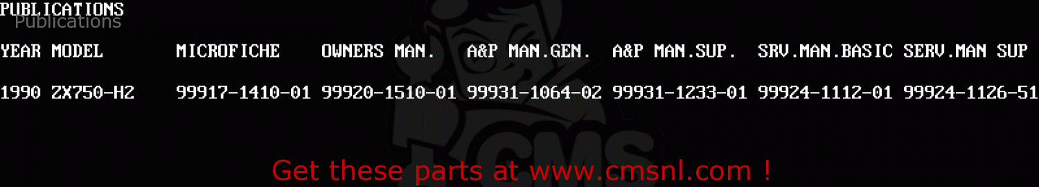 Publications ZX750H2 NINJA ZX7 1990 USA CALIFORNIA CANADA