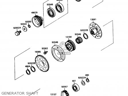 GENERATOR SHAFT - ZX750H2 NINJA ZX7 1990 USA CALIFORNIA CANADA