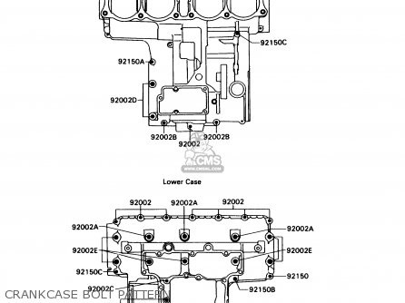 CRANKCASE BOLT PATTERN - ZX750H2 NINJA ZX7 1990 USA CALIFORNIA CANADA