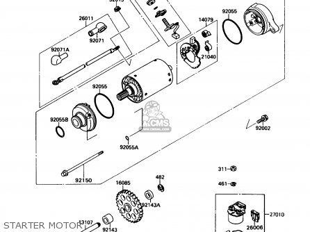 STARTER MOTOR - ZX750H2 NINJA ZX7 1990 USA CALIFORNIA CANADA