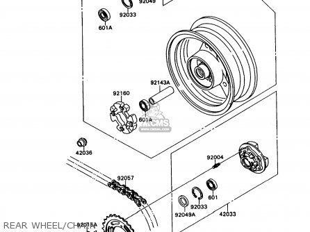REAR WHEEL/CHAIN - ZX750H2 NINJA ZX7 1990 USA CALIFORNIA CANADA