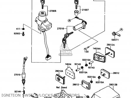 IGNITION SWITCH/LOCKS/REFLECTORS - ZX750H2 NINJA ZX7 1990 USA CALIFORNIA CANADA