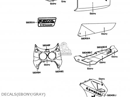 DECALS(EBONY/GRAY) - ZX750H2 NINJA ZX7 1990 USA CALIFORNIA CANADA