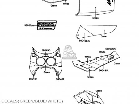 DECALS(GREEN/BLUE/WHITE) - ZX750H2 NINJA ZX7 1990 USA CALIFORNIA CANADA