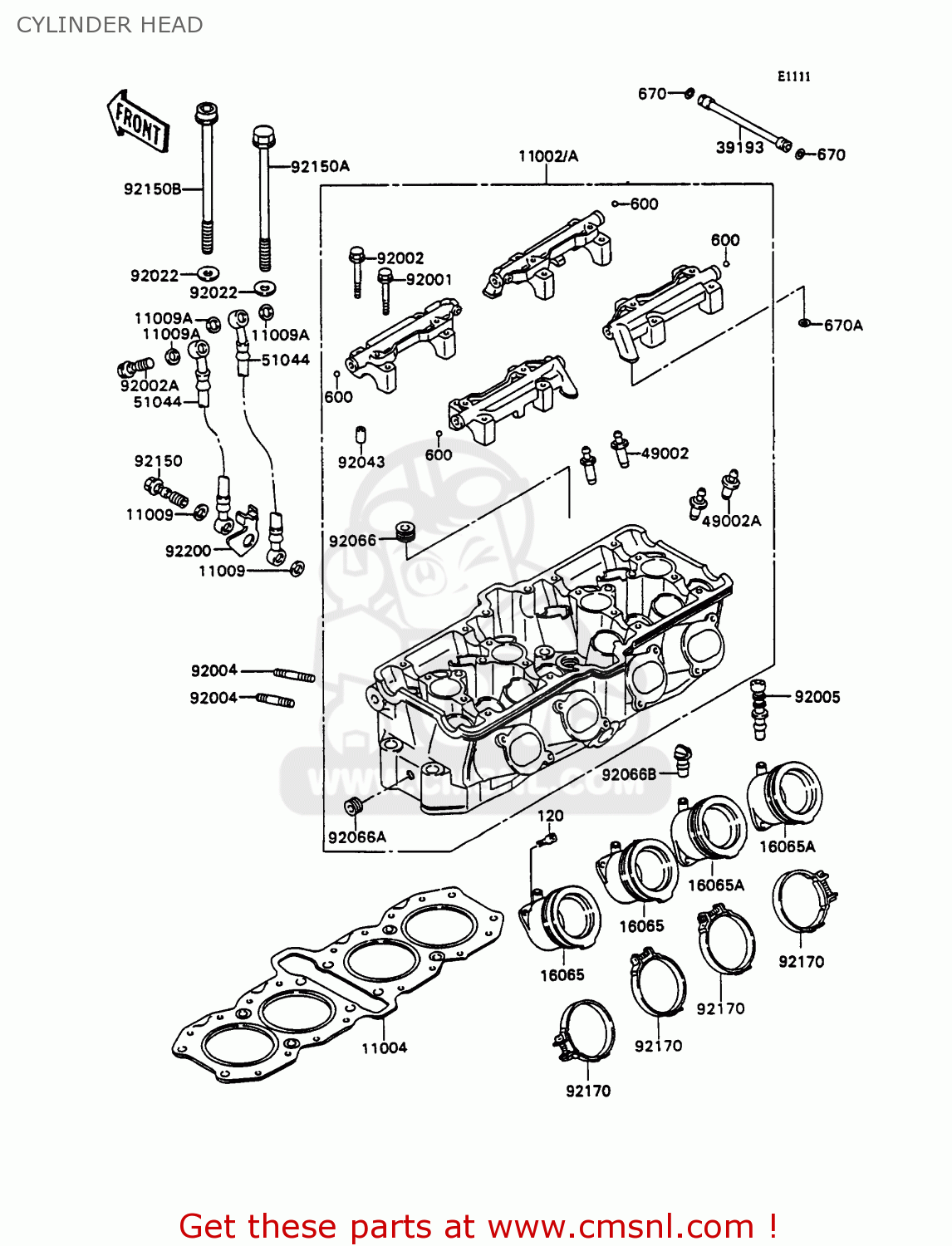 CYLINDER HEAD ZX750H2 ZXR750 1990 EUROPE UK FR AR FG GR IT NR SD SP ST