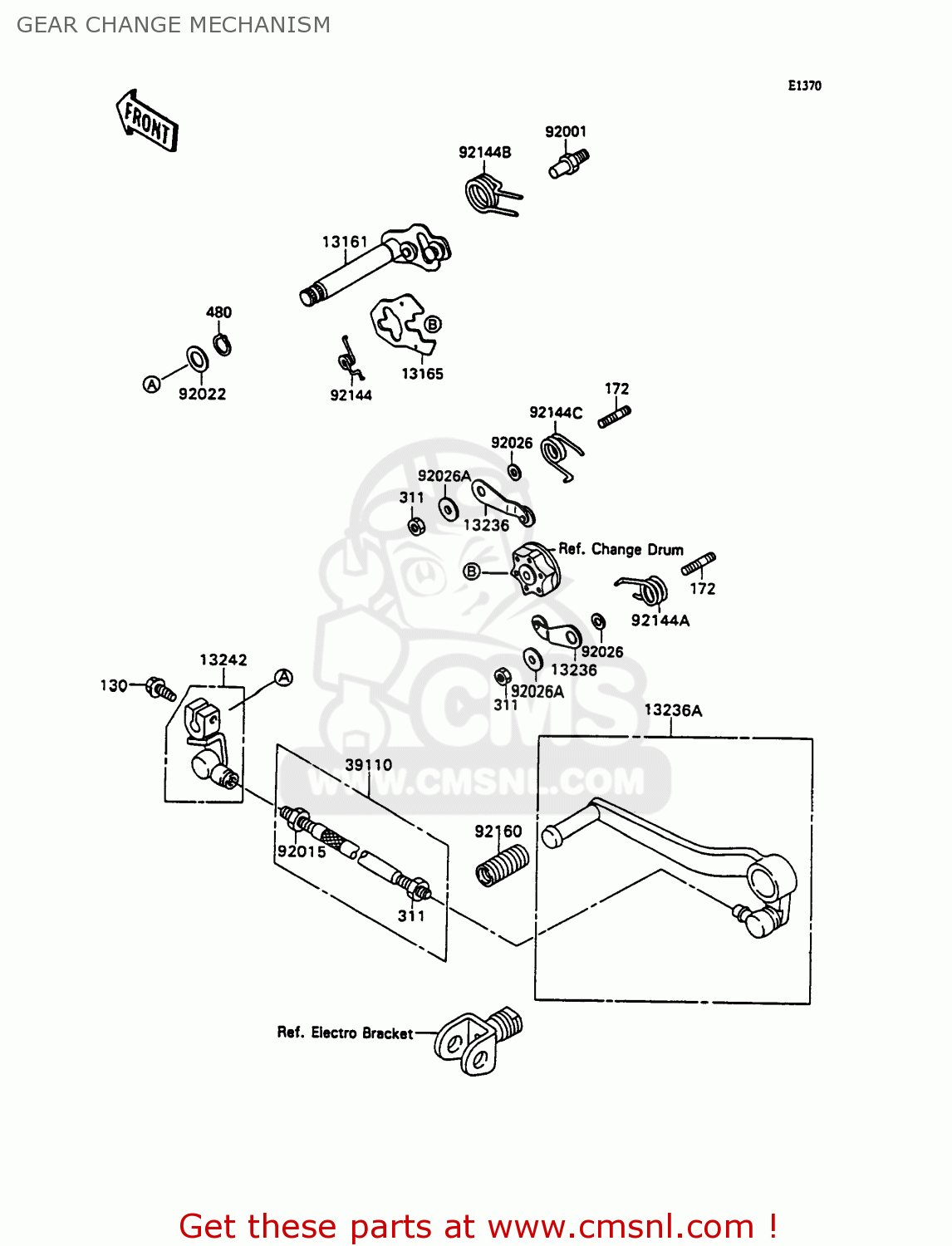 GEAR CHANGE MECHANISM ZX750H2 ZXR750 1990 EUROPE UK FR AR FG GR IT NR SD SP ST