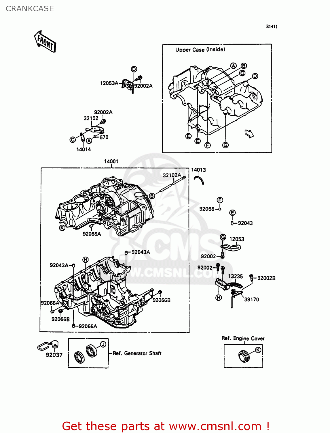 CRANKCASE ZX750H2 ZXR750 1990 EUROPE UK FR AR FG GR IT NR SD SP ST