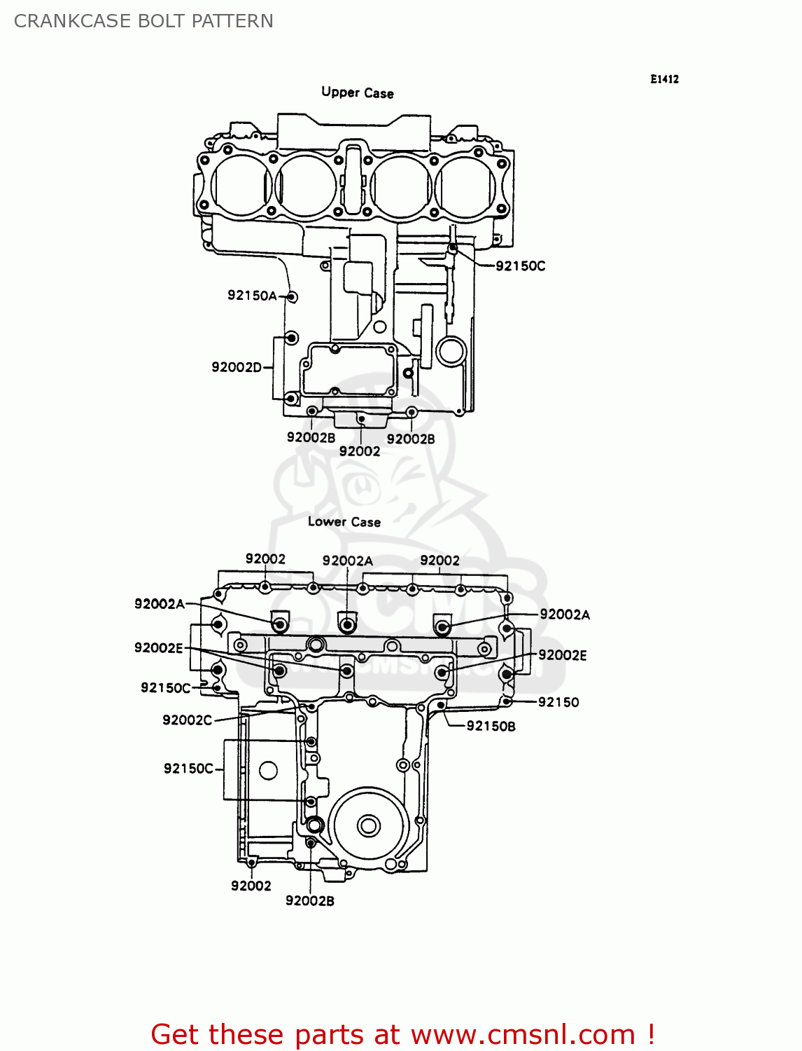 CRANKCASE BOLT PATTERN ZX750H2 ZXR750 1990 EUROPE UK FR AR FG GR IT NR SD SP ST