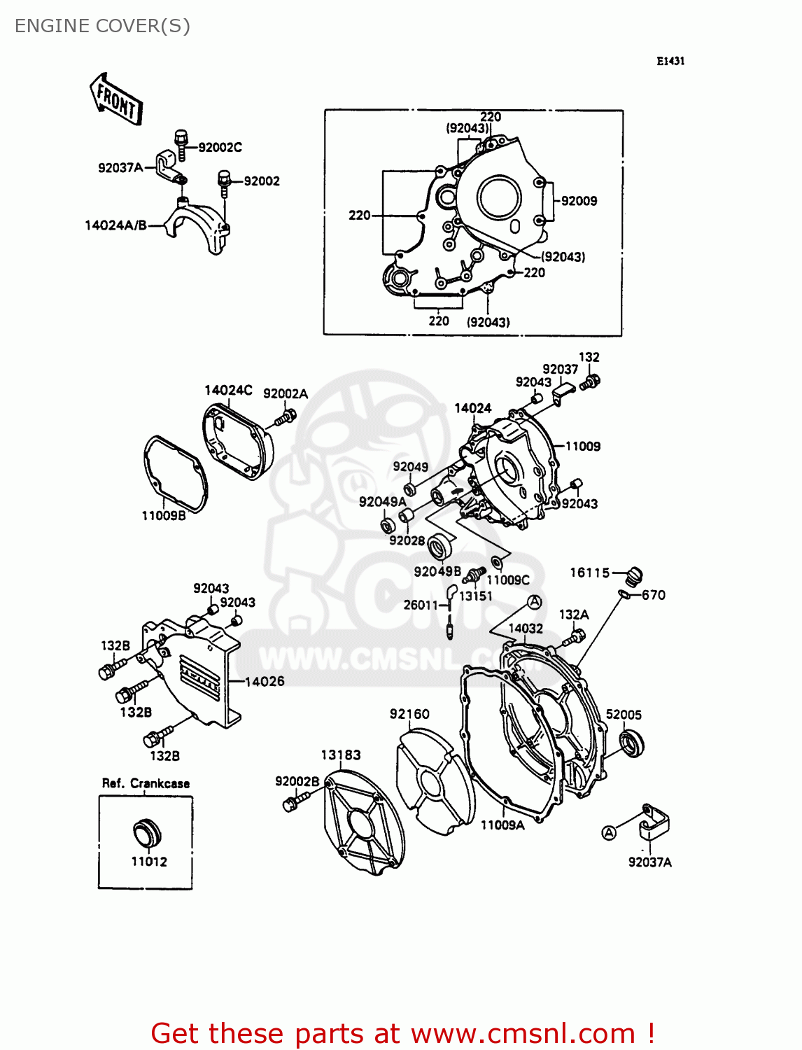 ENGINE COVER(S) ZX750H2 ZXR750 1990 EUROPE UK FR AR FG GR IT NR SD SP ST