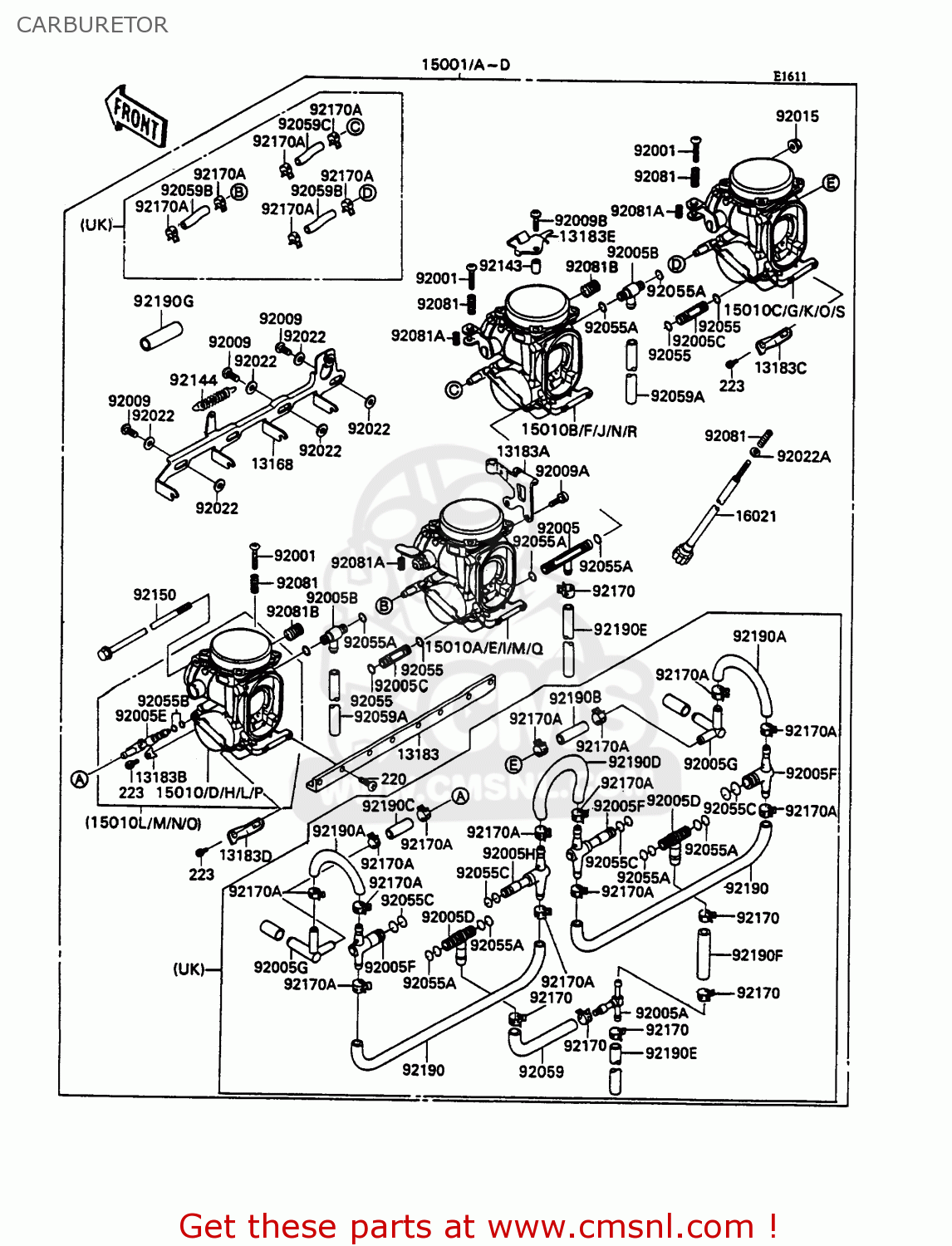 CARBURETOR ZX750H2 ZXR750 1990 EUROPE UK FR AR FG GR IT NR SD SP ST
