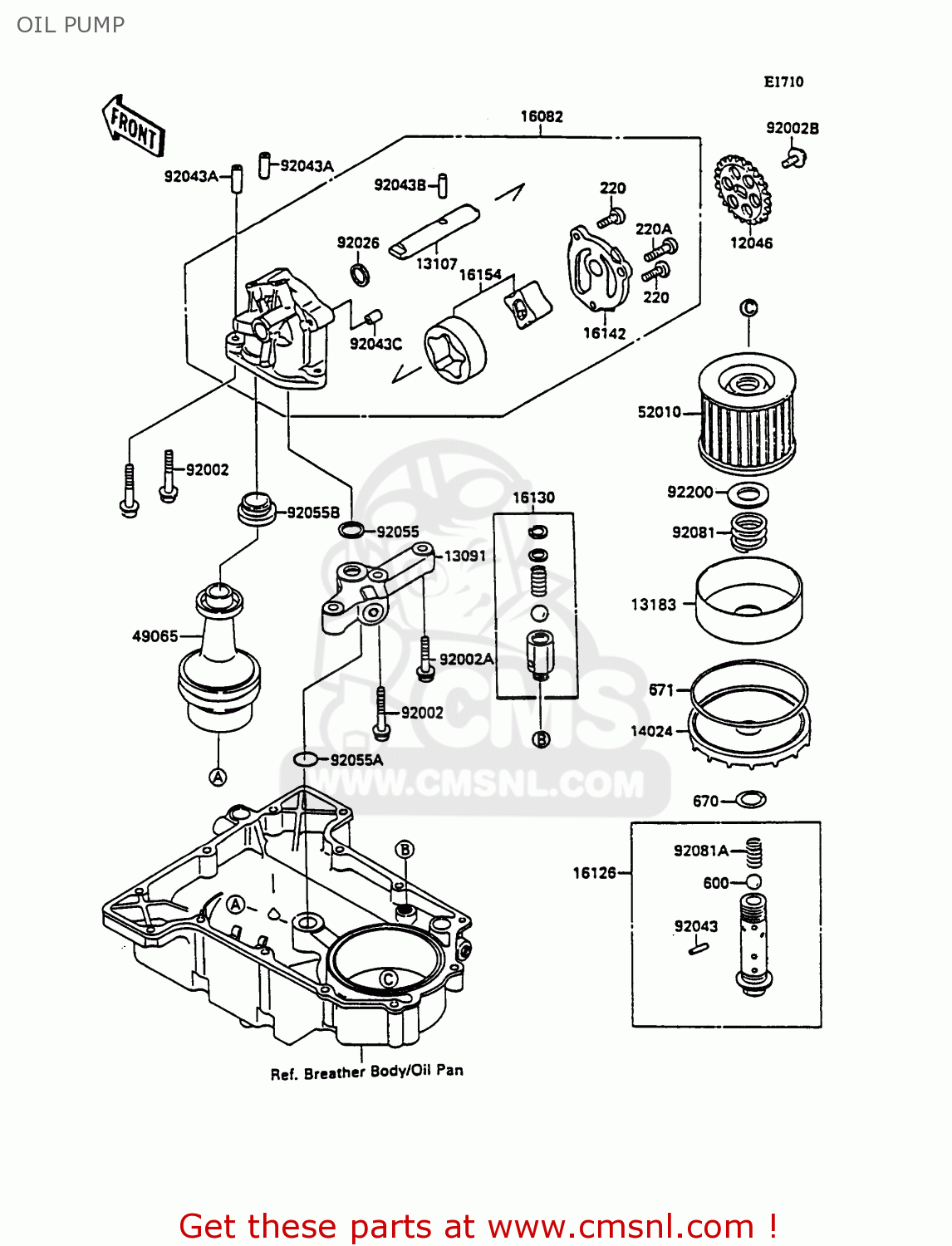 OIL PUMP ZX750H2 ZXR750 1990 EUROPE UK FR AR FG GR IT NR SD SP ST