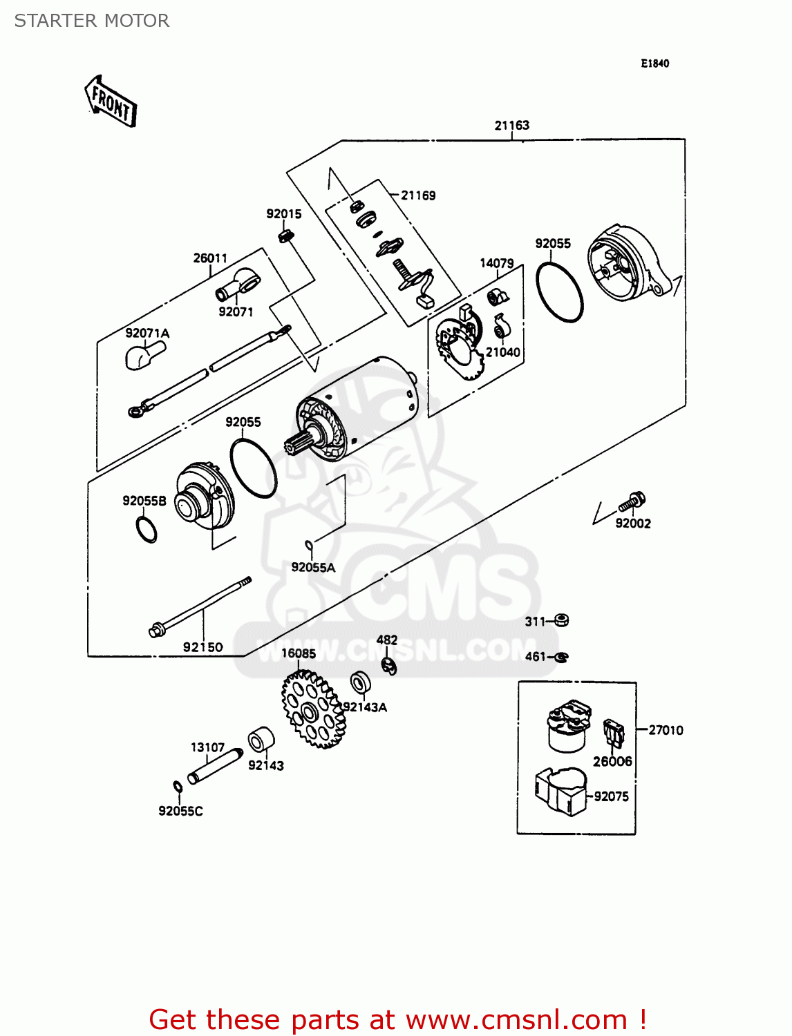 STARTER MOTOR ZX750H2 ZXR750 1990 EUROPE UK FR AR FG GR IT NR SD SP ST