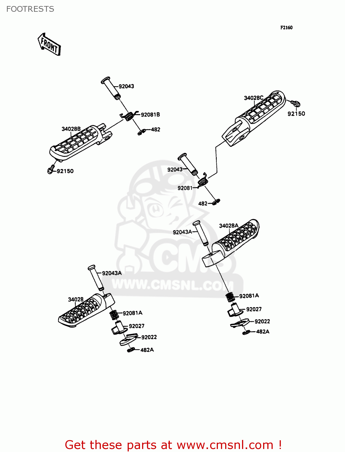 FOOTRESTS ZX750H2 ZXR750 1990 EUROPE UK FR AR FG GR IT NR SD SP ST
