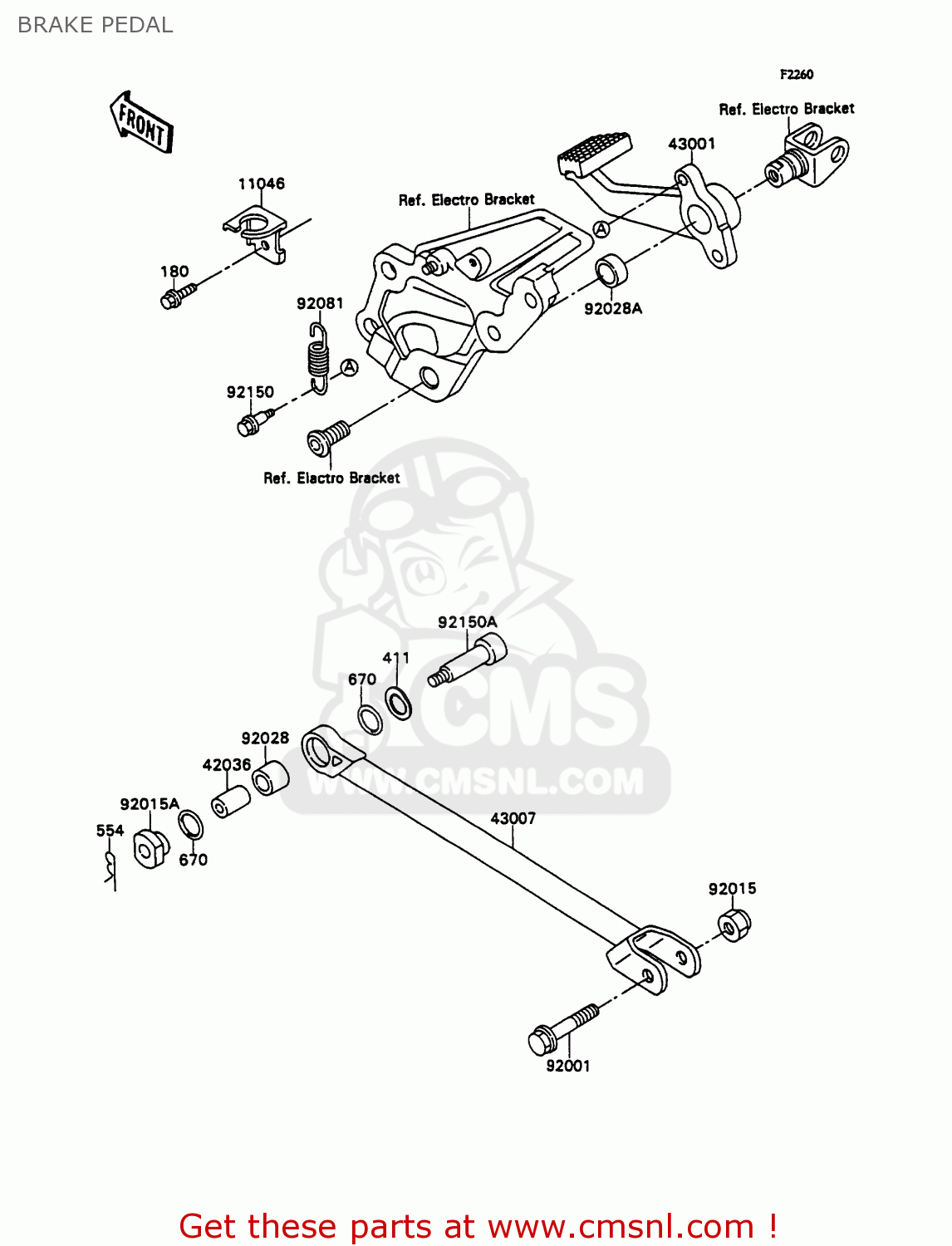 BRAKE PEDAL ZX750H2 ZXR750 1990 EUROPE UK FR AR FG GR IT NR SD SP ST