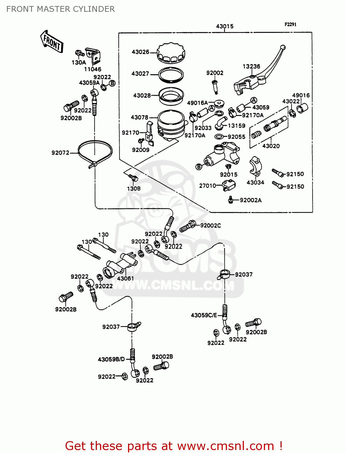 FRONT MASTER CYLINDER ZX750H2 ZXR750 1990 EUROPE UK FR AR FG GR IT NR SD SP ST